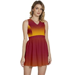 Amber Orange To Burgundy Red Bilinear Gradient Sleeveless High Waist Mini Dress by GradientsOmbre