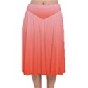 Pink Lace To Scarlet Red Linear Gradient Velvet Flared Midi Skirt View1