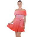 Pink Lace To Scarlet Red Linear Gradient Off Shoulder Velour Dress View1