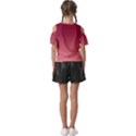 Burgundy Red To Coral Pink Linear Gradient Kids  Butterfly Cutout T-Shirt View2