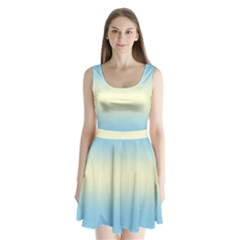 Baby Blue To Cream Yellow Bilinear Gradient Split Back Mini Dress  by GradientsOmbre