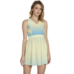 Baby Blue To Cream Yellow Bilinear Gradient Sleeveless High Waist Mini Dress by GradientsOmbre