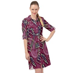 Abstract Art Pattern Design Background Long Sleeve Mini Shirt Dress by Grandong