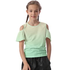 Cream Yellow To Mint Green Linear Gradient Kids  Butterfly Cutout T-shirt by GradientsOmbre