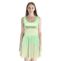 Mint Green To Cream Yellow Linear Gradient Split Back Mini Dress  by GradientsOmbre