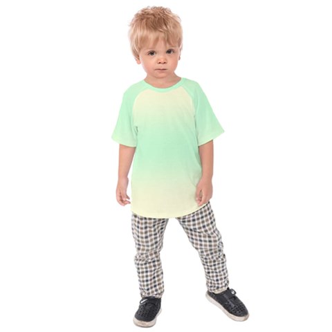 Cream Yellow To Mint Green Bilinear Gradient Kids  Raglan T-shirt by GradientsOmbre