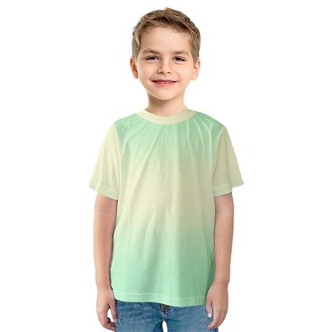 Mint Green To Cream Yellow Bilinear Gradient Kids  Sport Mesh T-shirt by GradientsOmbre