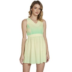 Mint Green To Cream Yellow Bilinear Gradient Sleeveless High Waist Mini Dress by GradientsOmbre