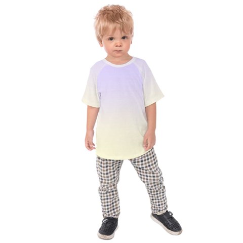 Pale Violet To Cream Yellow Linear Gradient Kids  Raglan T-shirt by GradientsOmbre