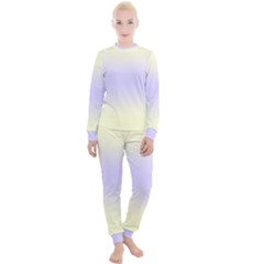 Cream Yellow To Pale Violet Bilinear Gradient Women s Lounge Set by GradientsOmbre