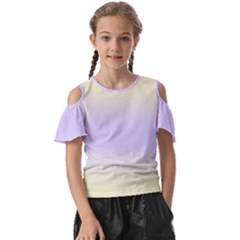 Cream Yellow To Pale Violet Bilinear Gradient Kids  Butterfly Cutout T-shirt by GradientsOmbre