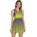 Navy Blue To Electric Yellow Linear Gradient Sleeveless High Waist Mini Dress View1