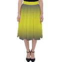 Navy Blue To Electric Yellow Bilinear Gradient Classic Midi Skirt View1