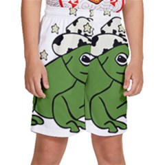 Frog With A Cowboy Hat Kids  Basketball Shorts by Teevova