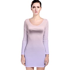 Pale Pink To Pale Violet Linear Gradient Long Sleeve Velvet Bodycon Dress by GradientsOmbre