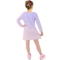 Pale Violet To Pale Pink Linear Gradient Kids  Long Sleeve Velvet Dress View2