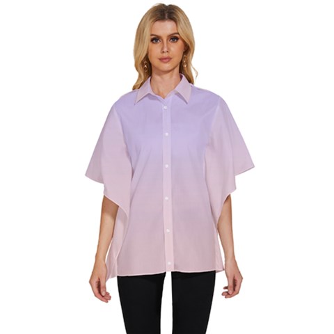 Pale Violet To Pale Pink Linear Gradient Women s Batwing Button Up Shirt by GradientsOmbre