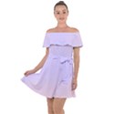 Pale Pink To Pale Violet Bilinear Gradient Off Shoulder Velour Dress View1