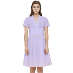 Pale Pink To Pale Violet Bilinear Gradient Short Sleeve Waist Detail Dress by GradientsOmbre