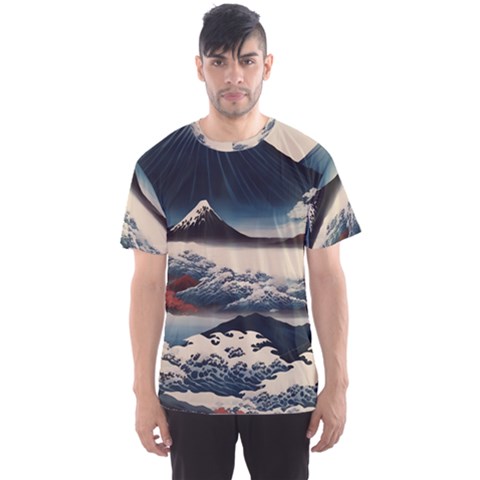 Hokusai Moutains Japan Men s Sport Mesh T-shirt by Bedest