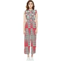 Zigzag Pattern Chevron Red Women s Frill Top Chiffon Jumpsuit View1