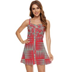 Zigzag Pattern Chevron Red Ruffle Edge Bra Cup Chiffon Mini Dress by Bedest