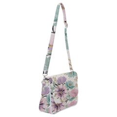 Flowers Pattern Floral Shoulder Bag With Back Zipper by Sabxi