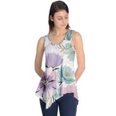 Flowers Pattern Floral Sleeveless Tunic by Sabxi