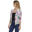 Flowers Pattern Floral Women s Draped Front 3/4 Sleeve Shawl Collar Jacket View2