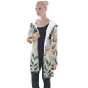 Leaves Pattern Flora Longline Hooded Cardigan View1