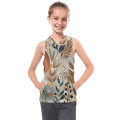 Leaves Pattern Flora Kids  Sleeveless Hoodie by Sabxi