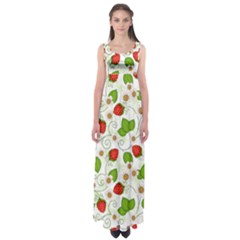 Strawberry Fruit Pattern Leaves Empire Waist Maxi Dress by Sabxi