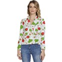 Strawberry Fruit Pattern Leaves Women s Long Sleeve Revers Collar Cropped Jacket View1