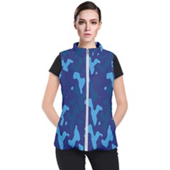 Blue Camouflage Pattern Women s Puffer Vest by kyorashop23