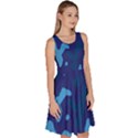 Blue Camouflage Pattern Knee Length Skater Dress With Pockets View3