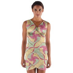 Abstract Pattern Design Scrapbooking Wrap Front Bodycon Dress by Paksenen