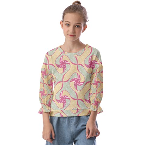 Abstract Pattern Design Scrapbooking Kids  Cuff Sleeve Top by Paksenen