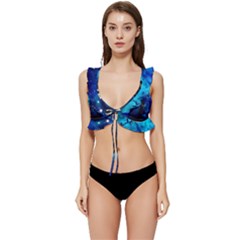 Tardis Doctor Who Space Galaxy Low Cut Ruffle Edge Bikini Top