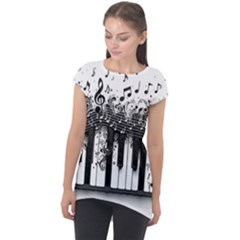 Piano Sounds Cap Sleeve High Low Top by RiverRootz