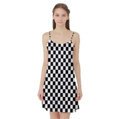 Pattern Checkered Squares Black White Pattern Satin Night Slip by Sabxi