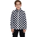 Pattern Checkered Squares Black White Pattern Kids  High Neck Windbreaker View1