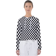 Pattern Checkered Squares Black White Pattern Women s Slouchy Sweat by Sabxi