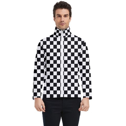 Pattern Checkered Squares Black White Pattern Men s Bomber Jacket by Sabxi