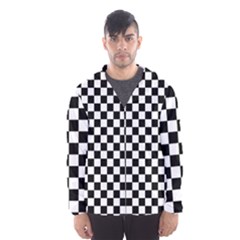 Pattern Checkered Squares Black White Pattern Men s Hooded Windbreaker by Sabxi