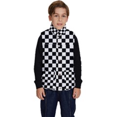 Pattern Checkered Squares Black White Pattern Kid s Button Up Puffer Vest by Sabxi