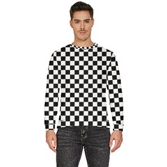 Pattern Checkered Squares Black White Pattern Men s Fleece Sweatshirt by Sabxi