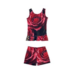 Red Roses Kids  Boyleg Swimsuit by Sabxi