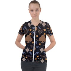 Seamless Pattern Repeat Repetition Short Sleeve Zip Up Jacket by Sabxi