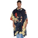 Korean Art Flowers Asian Pattern Men s Hooded Rain Ponchos View1