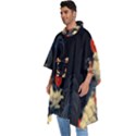 Korean Art Flowers Asian Pattern Men s Hooded Rain Ponchos View2